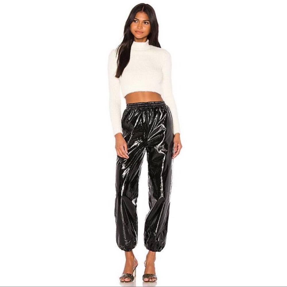 LPA kendra patent leather jogger pants